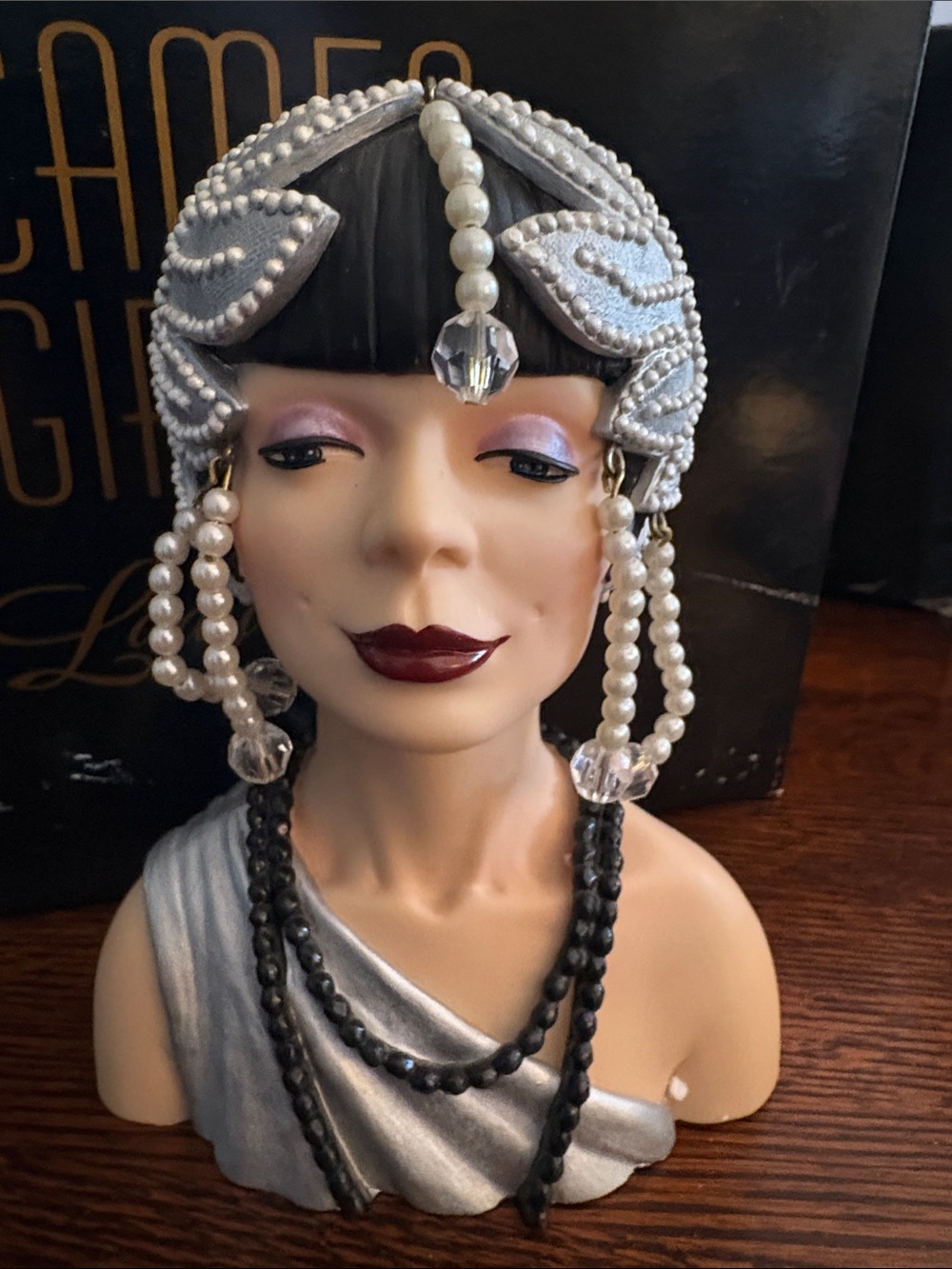 Cameo Girls Clarissa Lady Vase Bust - Silver and White Vintage Lady Head